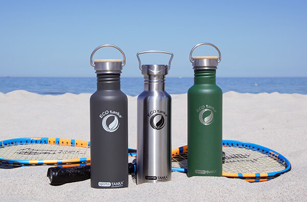 ECOtanka bottles on the beach